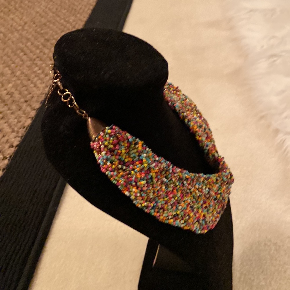 Glass Beaded Statement Necklace - image 2